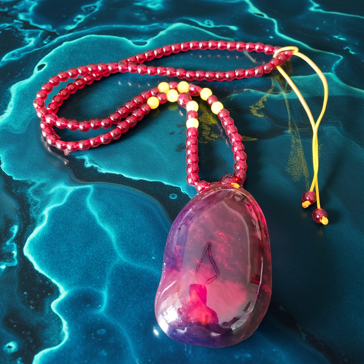 Unisex Vintage Wax Block Pendant Necklace, Sweater Chain